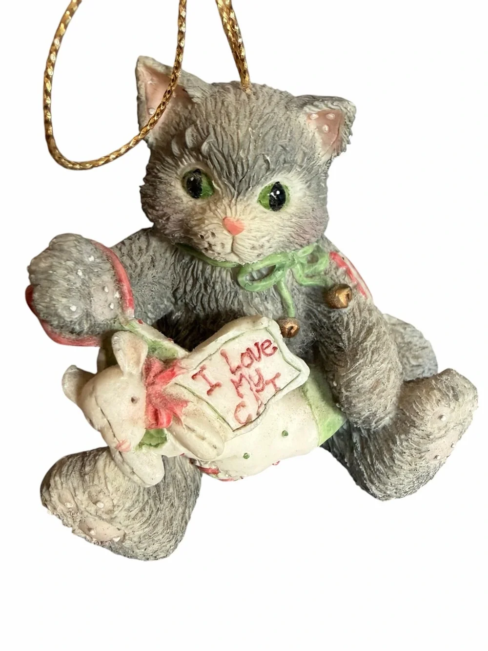 Vintage 90s Enesco Calico Kittens Cat Christmas Ornaments Lot of 4 Holiday